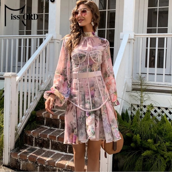 Miss Ord Floral Print Mini Dress - Picture 1 of 8